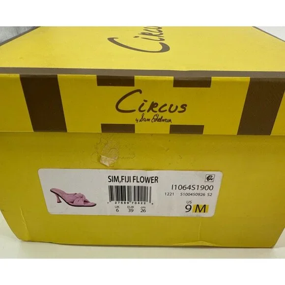 Circus Ny Sam Edelman Heeled Sandals Sim Fiji Flower Bow Pink Us 9 Slip On - Picture 2 of 10